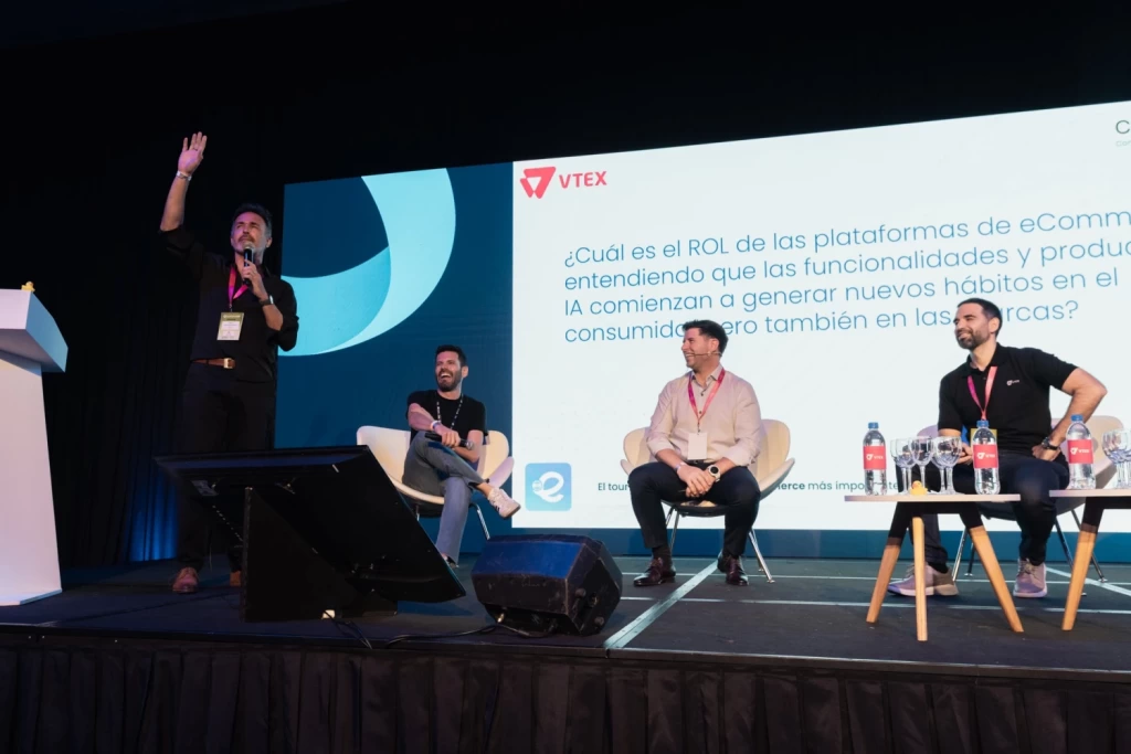 Ecommerce Day,  Antonio Martínez Bretón (Shopify), Sebastián Balbo (VTEX) y Nicolás Valenzuela (Ex Cencosud), Diego Miranda (lamason agency)